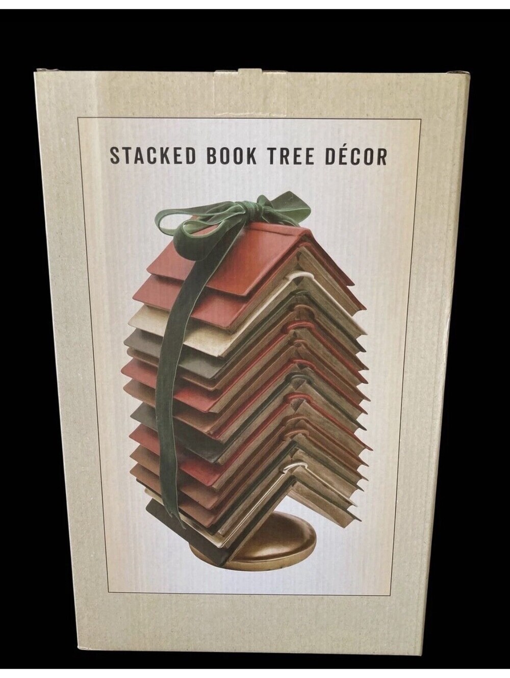Cracker Barrel STACKED BOOK CHRISTMAS TREE WITH RIBBON -Viral Holiday Decor